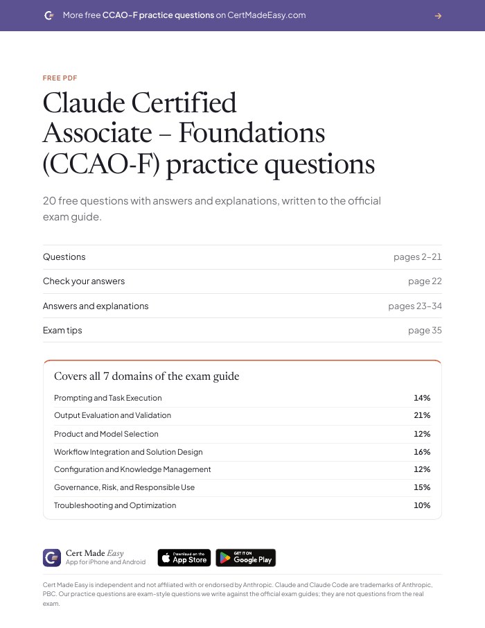 Cover of the free CCAO-F practice questions PDF