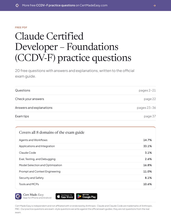 Cover of the free CCDV-F practice questions PDF